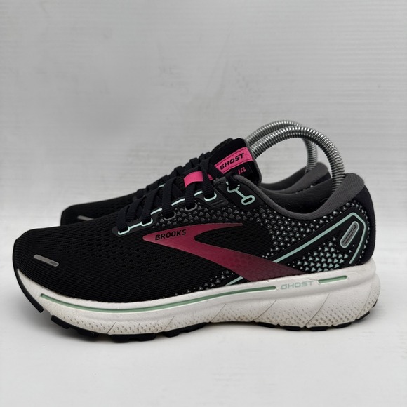 Brooks Shoes - Brooks Ghost 14 Women's Running Shoes 7 B 1203561B013 Black/Pink/Yucca